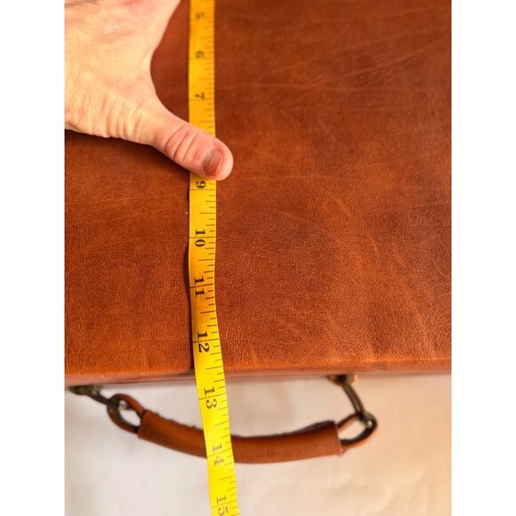 Vintage Brown faux Leather hard shell Briefcase With Brass Locks & Handle - Picture 7 of 16